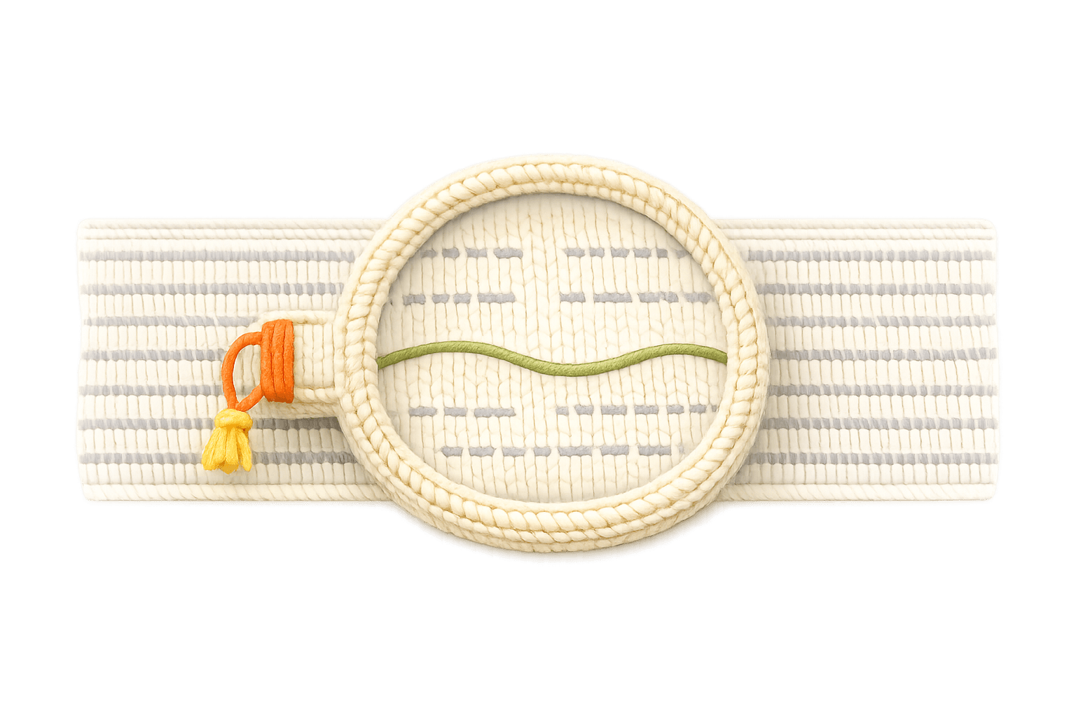 A crochet magnifier focusing on a single line of stitched text
